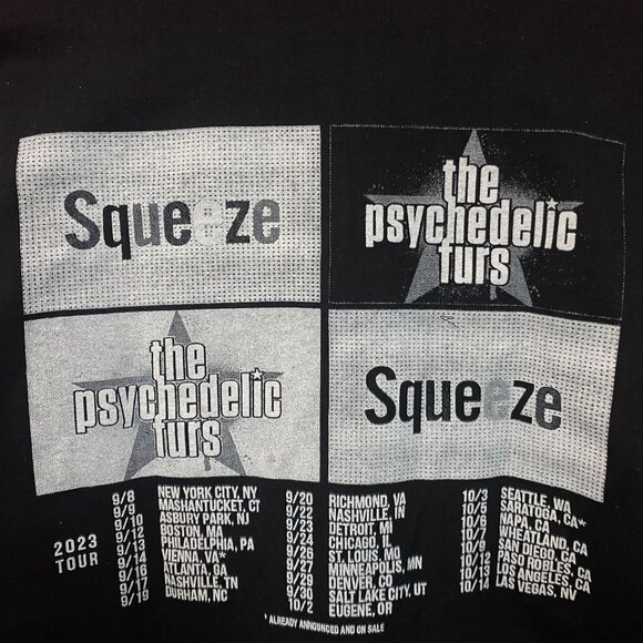 Squeeze & Psychedelic Furs Co-Headline US Tour Rock Tee Small - Picture 5 of 5
